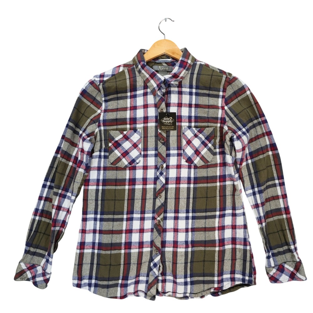 Natural Reflections Button Up Womens Large Multicolor Excellent Plaid Flannel